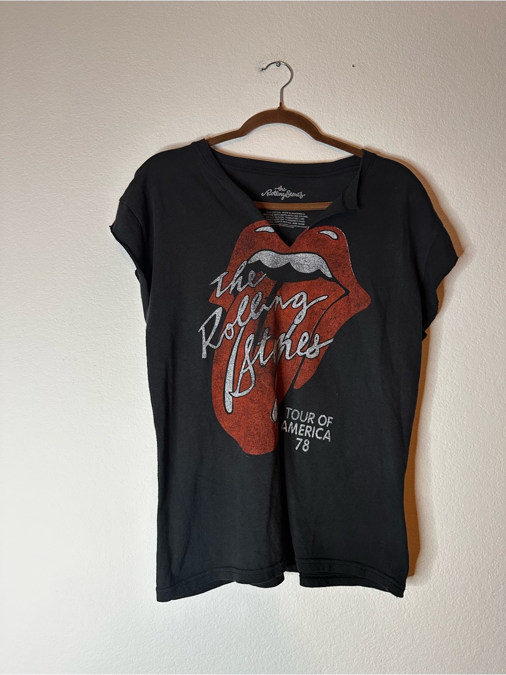 The Rolling Stones Black Short Sleeve Tongue Logo Tee